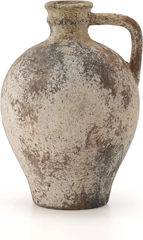 Amazon.com: LUKA Ceramic Rustic Farmhouse Vase,8.25 inch Terracotta Vase with Handle,Neutral Clay Pot Vases Decorative Vase for Living Room,Table,Shelf Decor(Brown,M) : Home & Kitchen