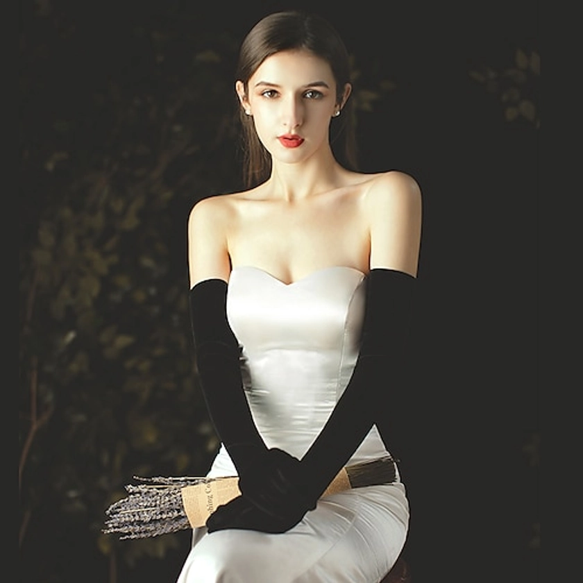 Velvet Opera Length Glove Modern Style / Gloves With Solid Wedding / Party Glove 2024 - AU $46.69