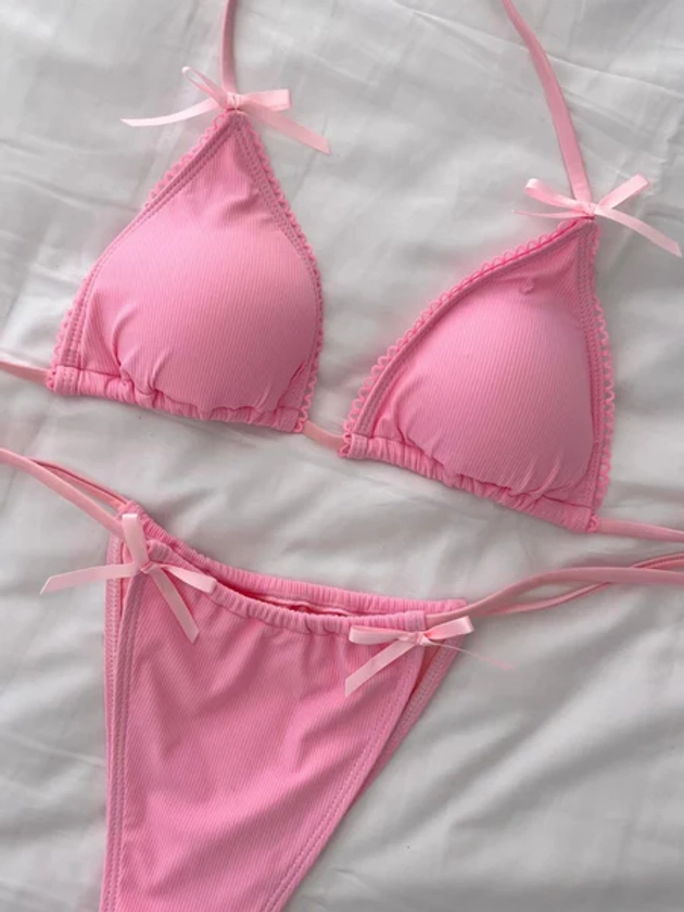 Pink Bow Bikini Set