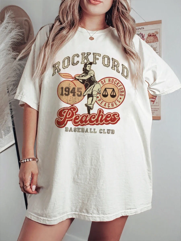 Vintage Rockford Peaches Baseball T-Shirt Sale-boldoversize
