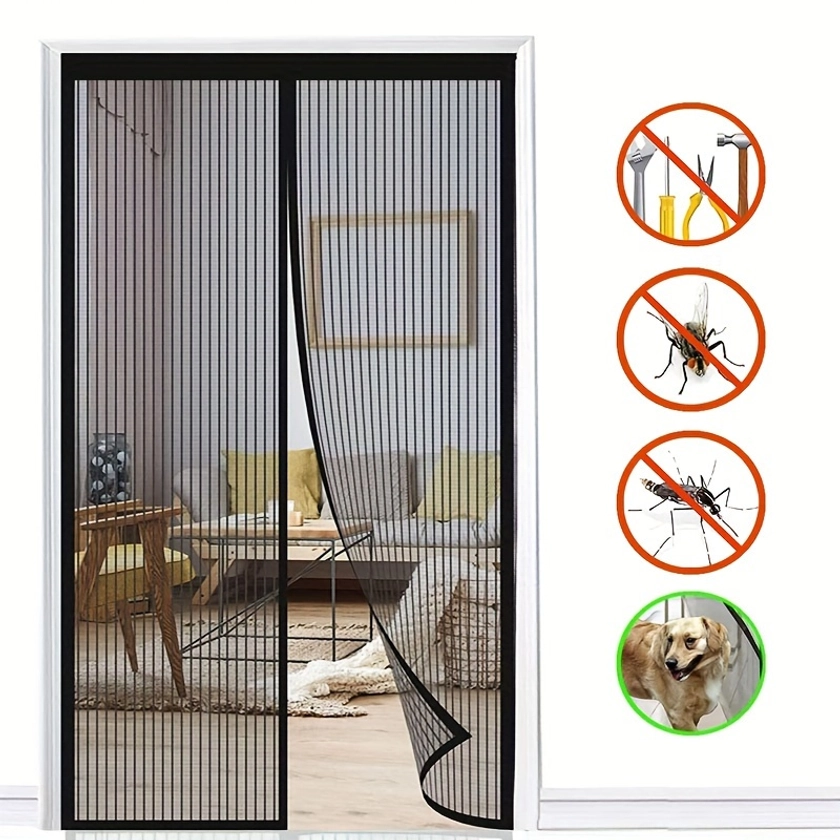 1 rideau de porte magnétique moderne, moustiquaire anti-insectes d'été, filet en maille invisible à fermeture automatique pour la cuisine et le salon, utilisation intérieure