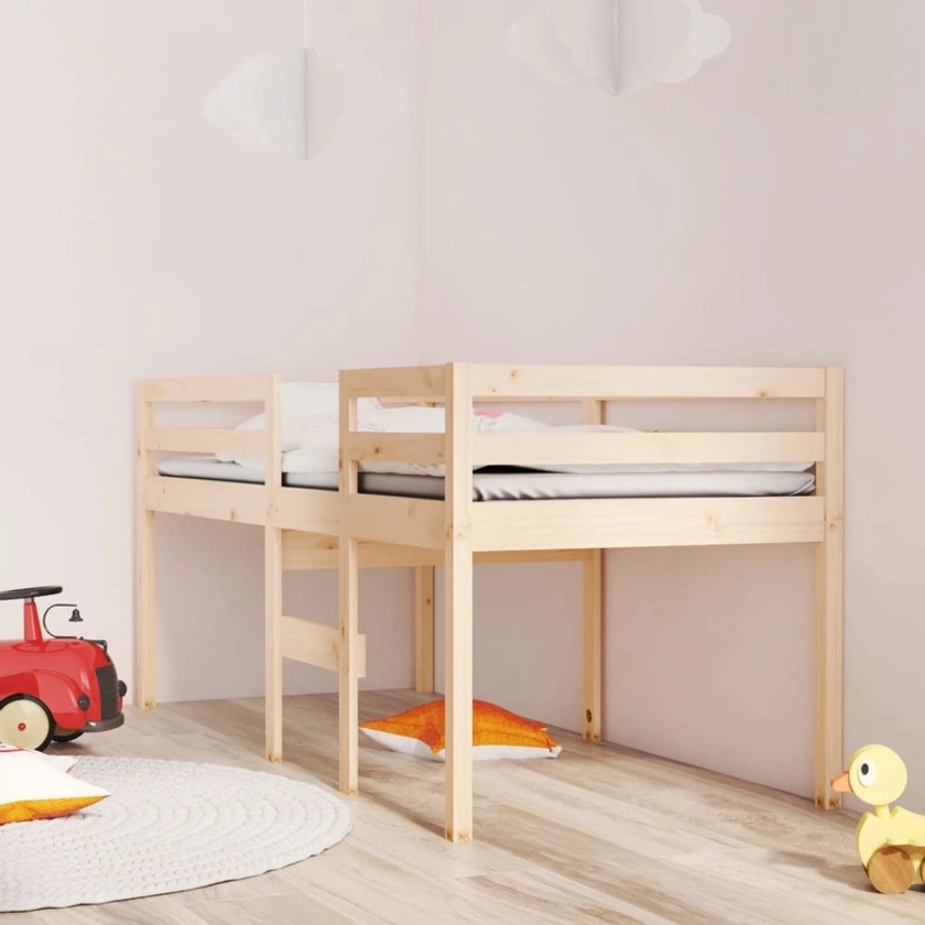 Solid Wood Pine High Sleeper Bed 92x187 cm Single Bed Multi Colours vidaXL