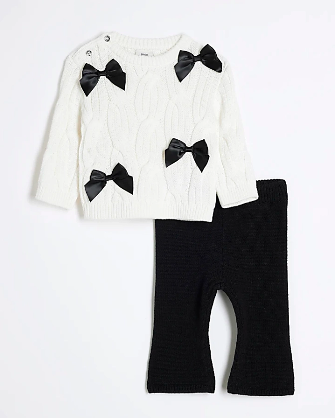 Baby Girls White Bow Top Set | River Island