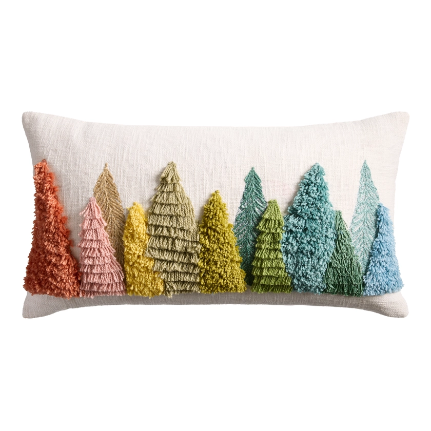 Oversized Rainbow Evergreen Trees Lumbar Pillow - World Market