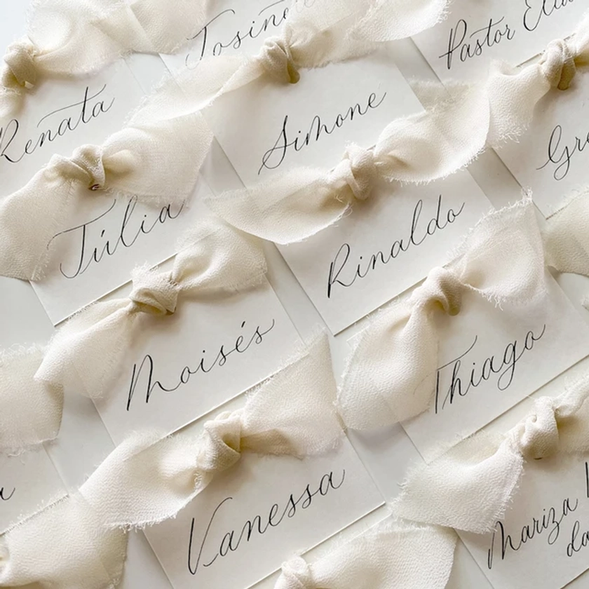 Segnaposto con nome con nastro tovagliette personalizzate decorazione di nozze carte per sedili da tavolo accessori per feste carte di scorta per matrimoni