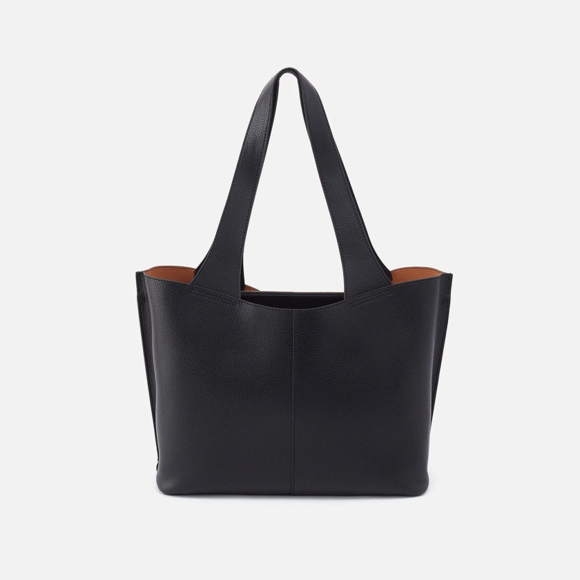 Vida Tote In Micro Pebbled Leather - Black