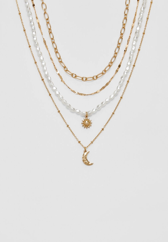 Set of 4 moon and sun necklaces - Women's Fashion Jewellery | Stradivarius United Kingdom