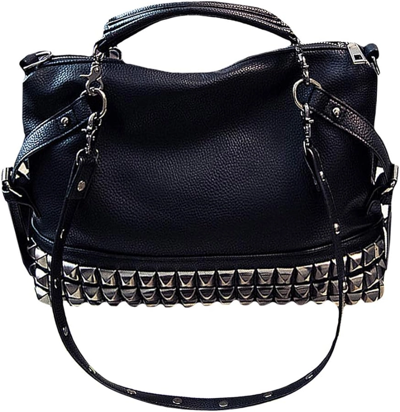 ZLM BAG US Punk Rivet Hobo Handbag for Women Large Crossbody Purse Leather Top Handle Bag