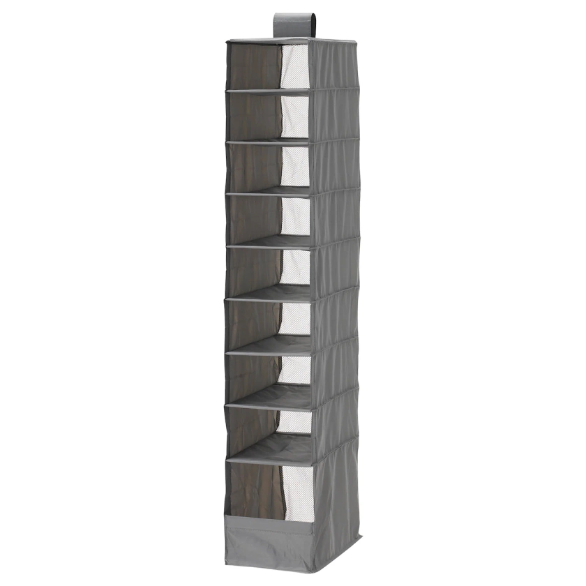 SKUBB Storage with 9 compartments - dark grey 22x34x120 cm