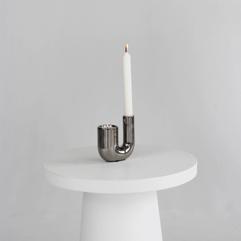 Chrome Curvey Candle Holder