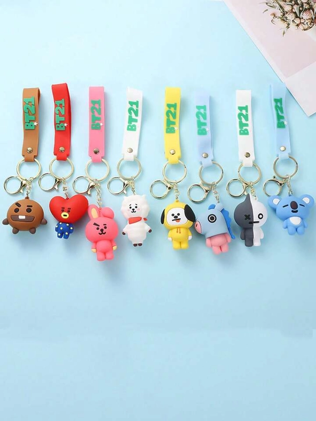 1 pezzo Portachiavi BT21 per borsa e vestiti, periferica di musica KPOP TATA COOKY CHIMMY, mini portachiavi in plastica con ciondolo anime, regalo di compleanno per ragazza o donna | SHEIN ITALIA