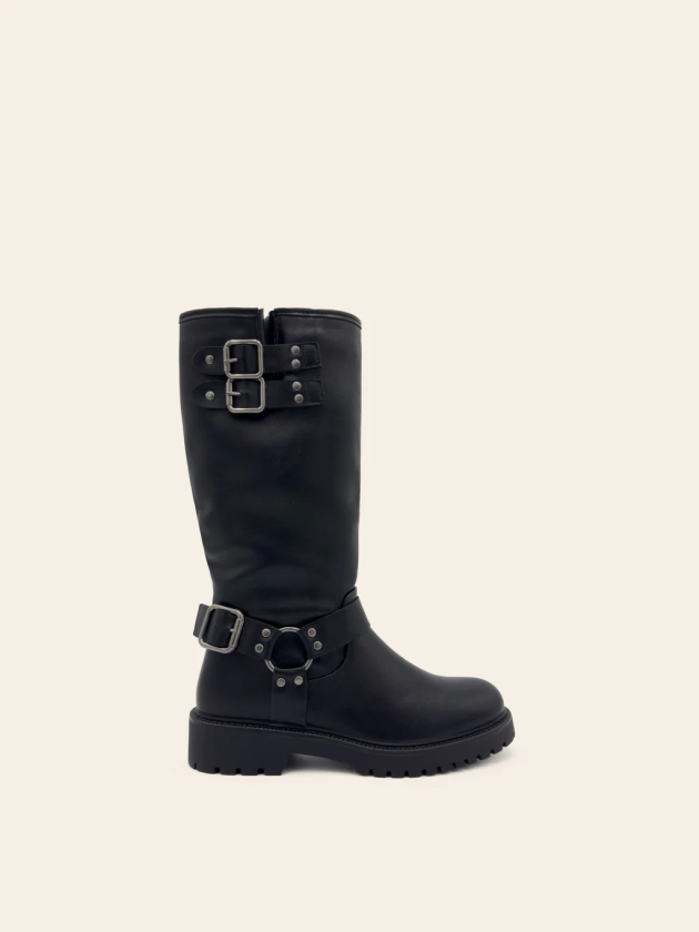 RUBY - Bottes style motard noires avec boucle