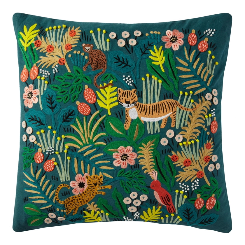 Rifle Paper Co. Teal Tropical Tigers Throw Pillow - World Market