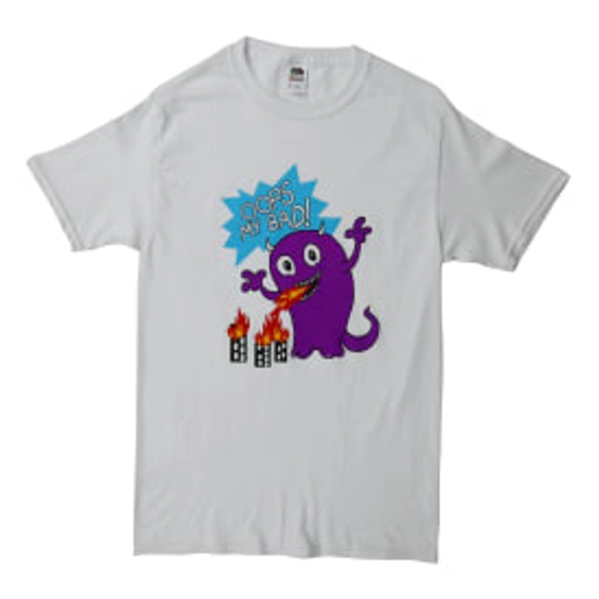 'oops my bad!' monster graphic tee