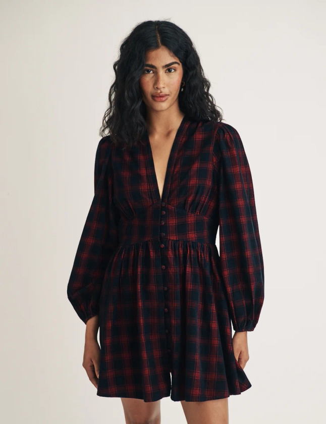 Petite Red Check Starlight Mini Dress