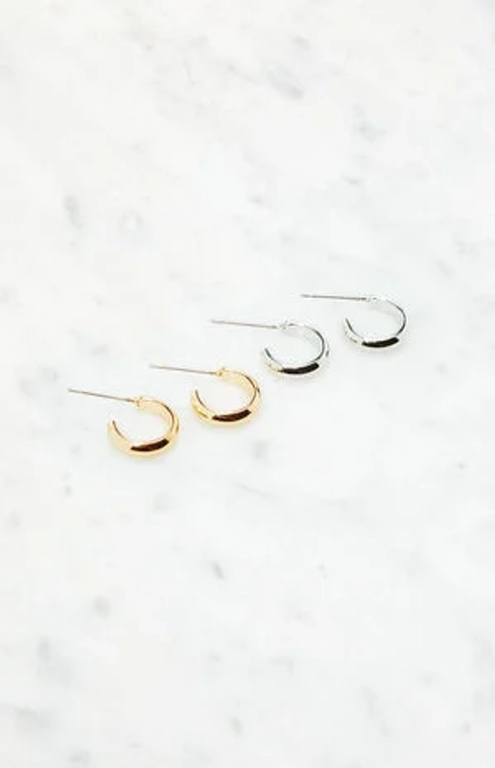 John Galt 2 Pack Huggie Hoop Earrings | PacSun