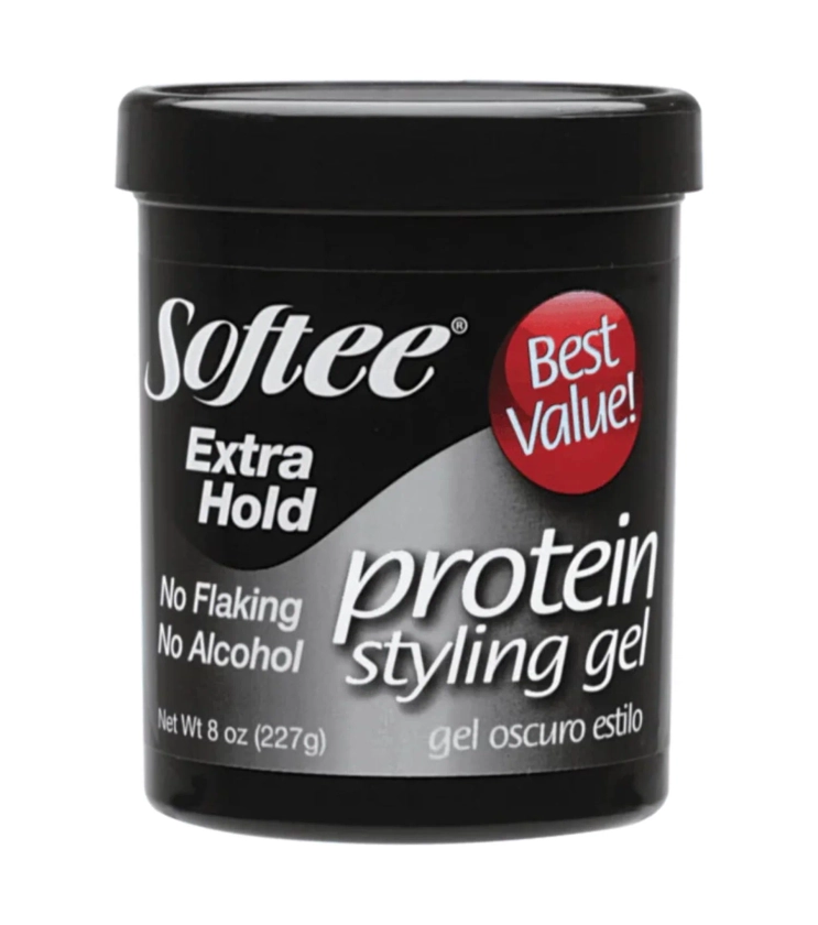 Softee Extra Hold Protein Styling Gel 32 oz. Jar, Frizz Control, Non-Flaking, Unisex