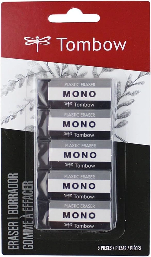 Tombow 57327 MONO Black Eraser, Small, 5-Pack. Cleanly Removes Marks Without Damaging Paper : Amazon.com.mx: Oficina y papelería