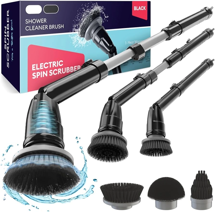 Amazon.com: Electric Spin Scrubber, 360 Cordless Powerful Scrub Brush for Cleaning Bathroom, Tile, Floor, Tub & Shower with Adjustable Extension Handle and 3 Replaceable Rotating Brush Heads (Packaging May Vary) : Health & Household