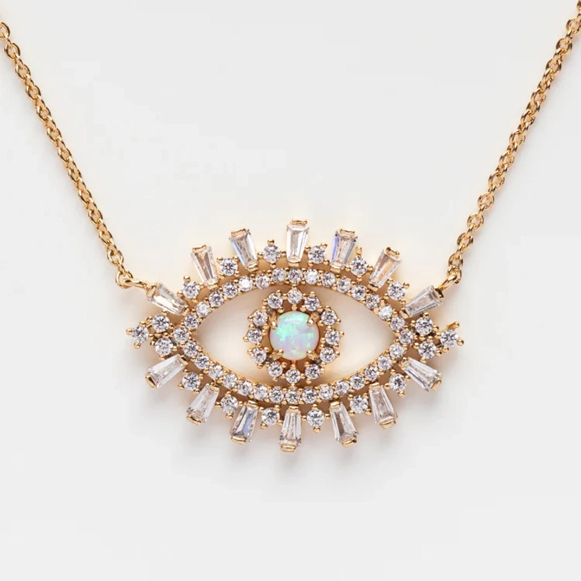 Gold Opal Evil Eye Necklace | Local Eclectic