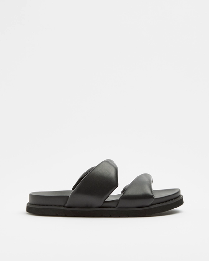 Womens Double Band Slides - Maia - Black