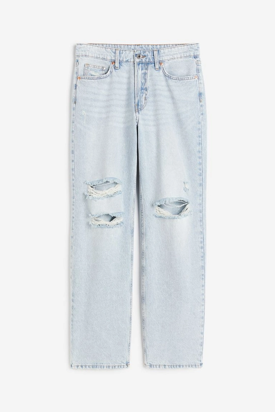 90s Baggy Low Jeans - Low waist - Long - Pale denim blue - Ladies | H&M US