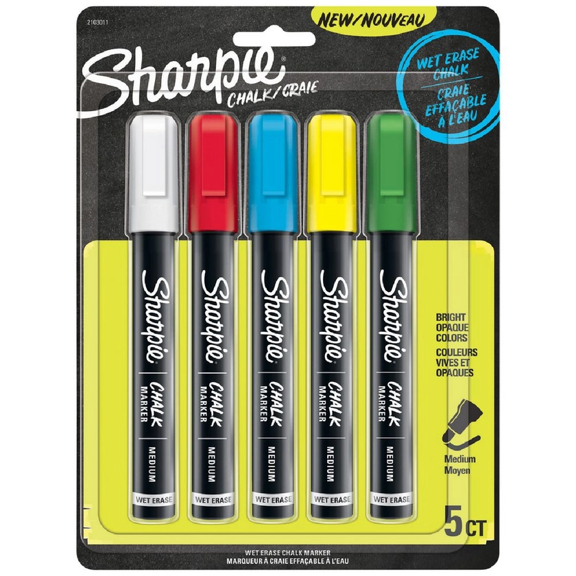 Sharpie Wet Erase Chalk Marker Assorted 5 Pack