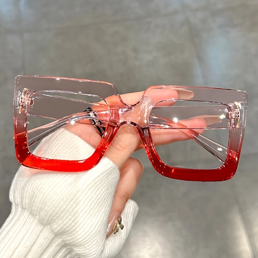 Lunettes À Grand Cadre Carré, Verres *, Bloc De Couleur, Lunettes Décoratives À *, Lunettes D'ordinateur Pour Femmes Et Hommes