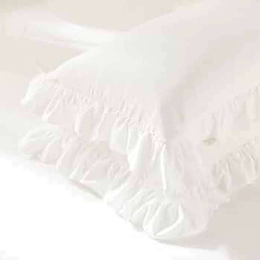 White Pillow Cases Set of 2 Pillow Shams Standard Size Cute Cotton Microfiber Envelope Pillowcase Ruffle Pillow Covers Soft Polyester Pillow Sheets for Bed Bedding Decoration Home Paris Decor 26"x20"