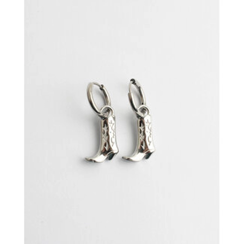 Boucles d&#039;oreilles &#039;Bottes de cowboy&#039; argent - acier inoxydable