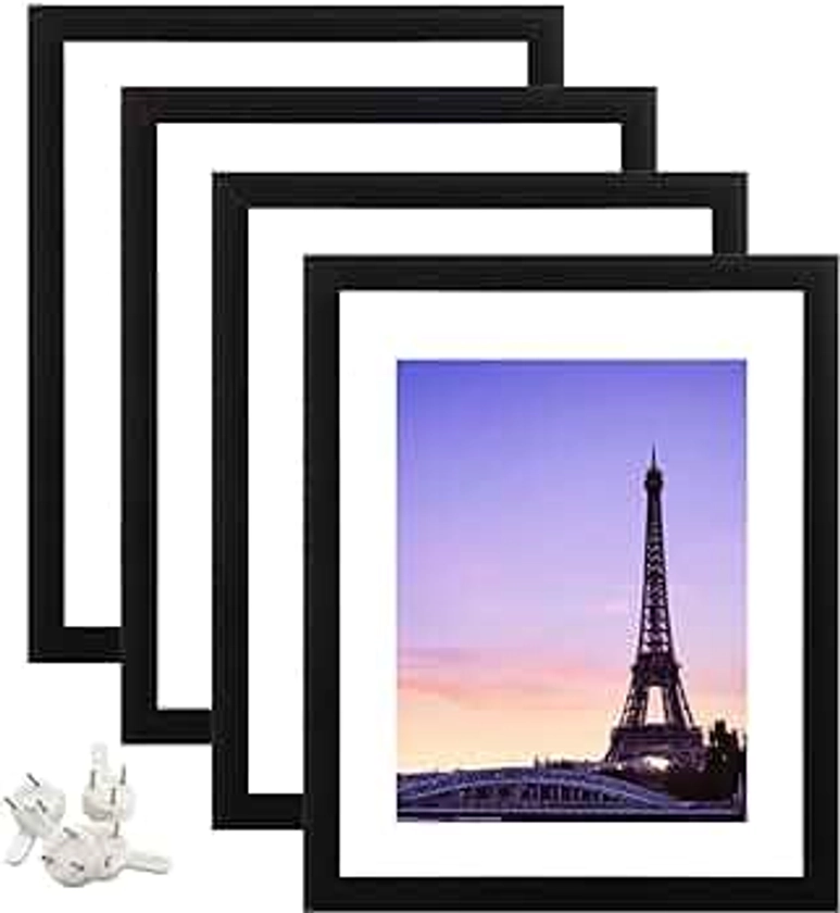 8X10 Picture Frame Set of 4, Picture Frames Collage Wall Decor,5x7 with Mat or 8x10 Without Mat, Picture Frames 8 by 10 for Table Top Display Pictures Wall Gallery Picture Frames Valentines Day Decor