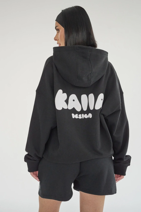 Kaiia Design Bubble Logo Oversized Hoodie Black