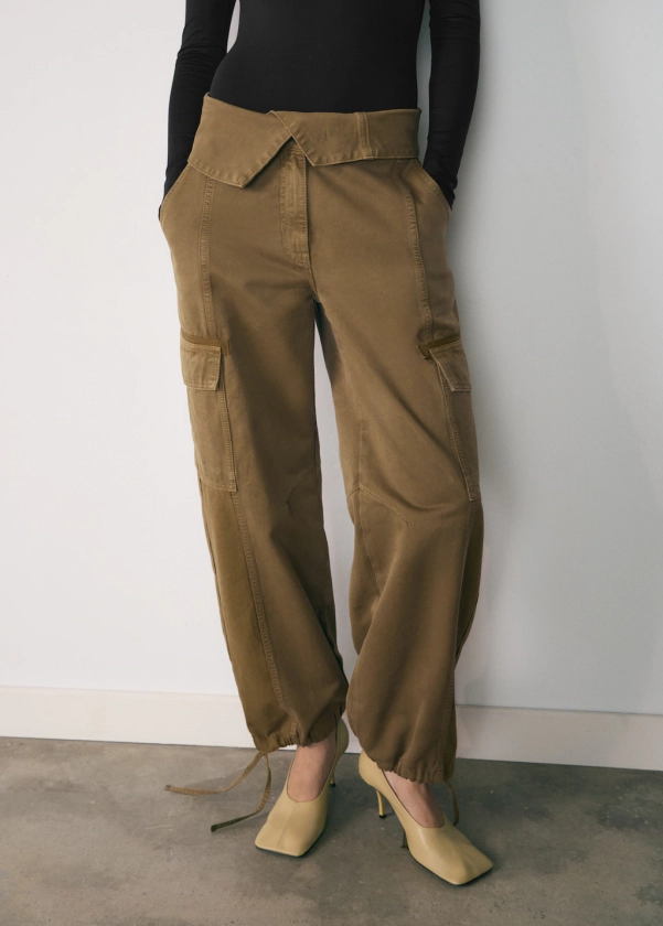 Cargo jeans with turn-up waist - Women | MANGO USA