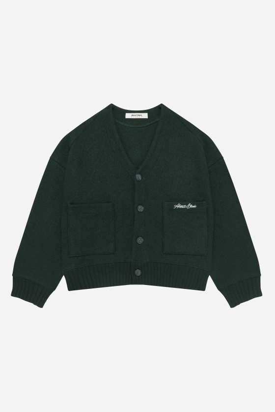 about:blank | epsom green cropped wool cardigan