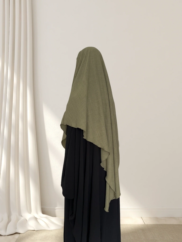 Khimar mi-long en lin bis