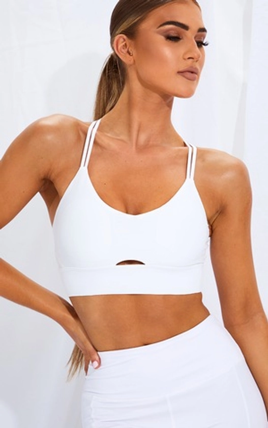 White Premium Cut Out Long Line Padded Sports Bra