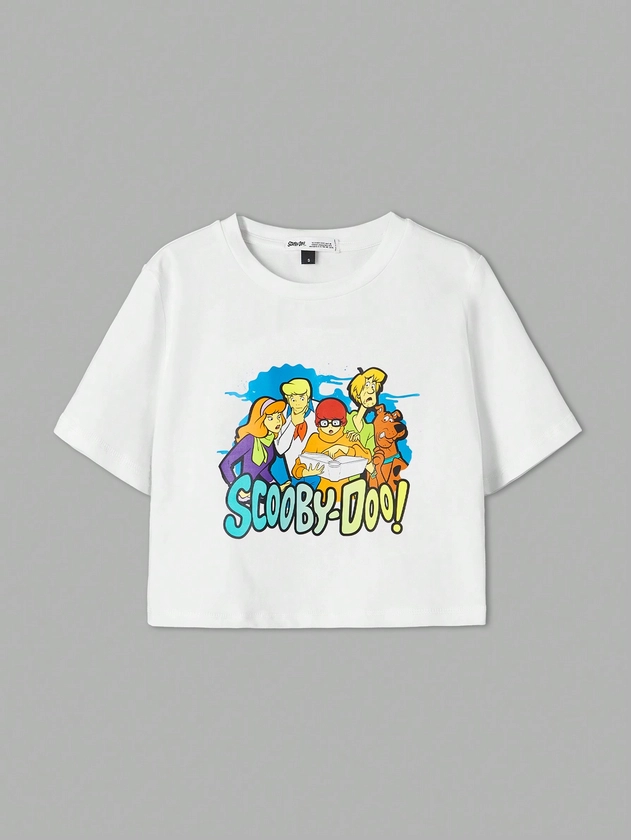 SCOOBY-DOO X SHEIN Plus Cartoon Figure And Letter Graphic Tee