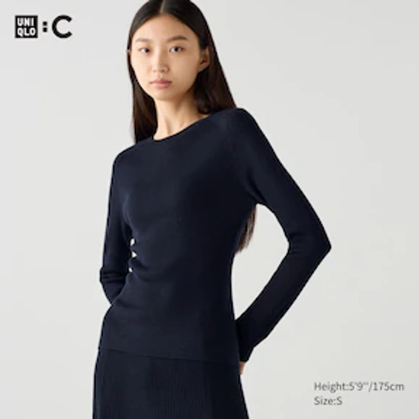 WOMEN'S 3D KNIT MERINO BLEND RIBBED SWEATER | UNIQLO CA