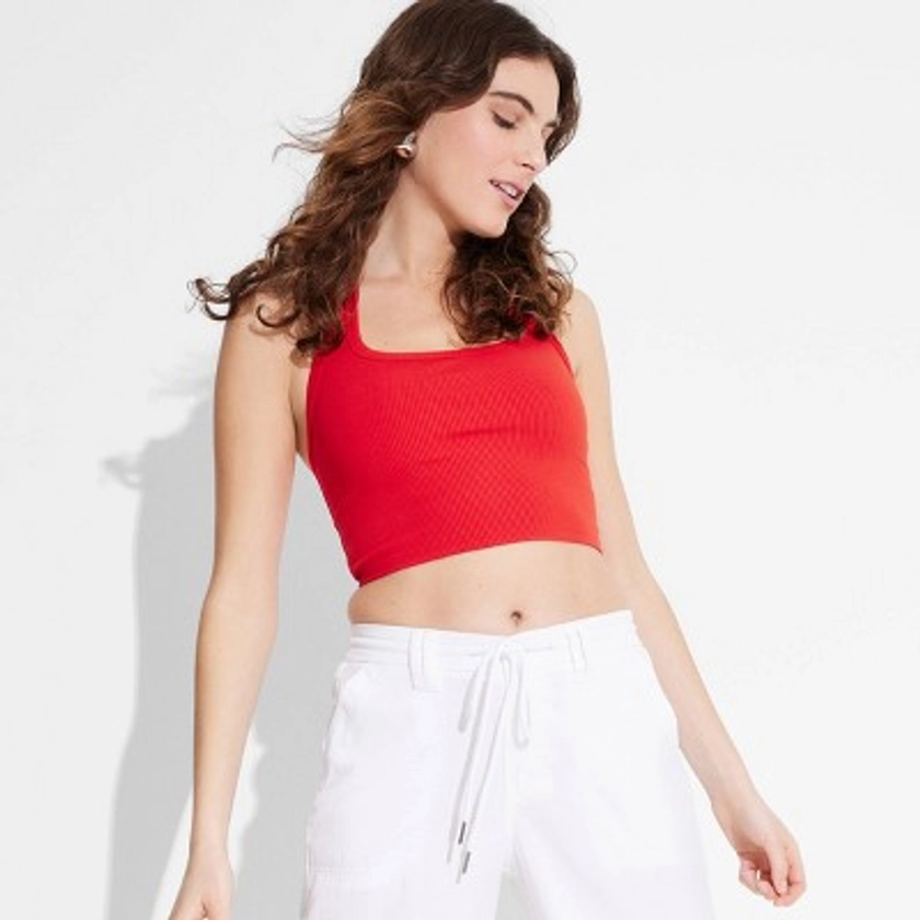 Women's Ribbed Halter Top - Wild Fable™ Red XL