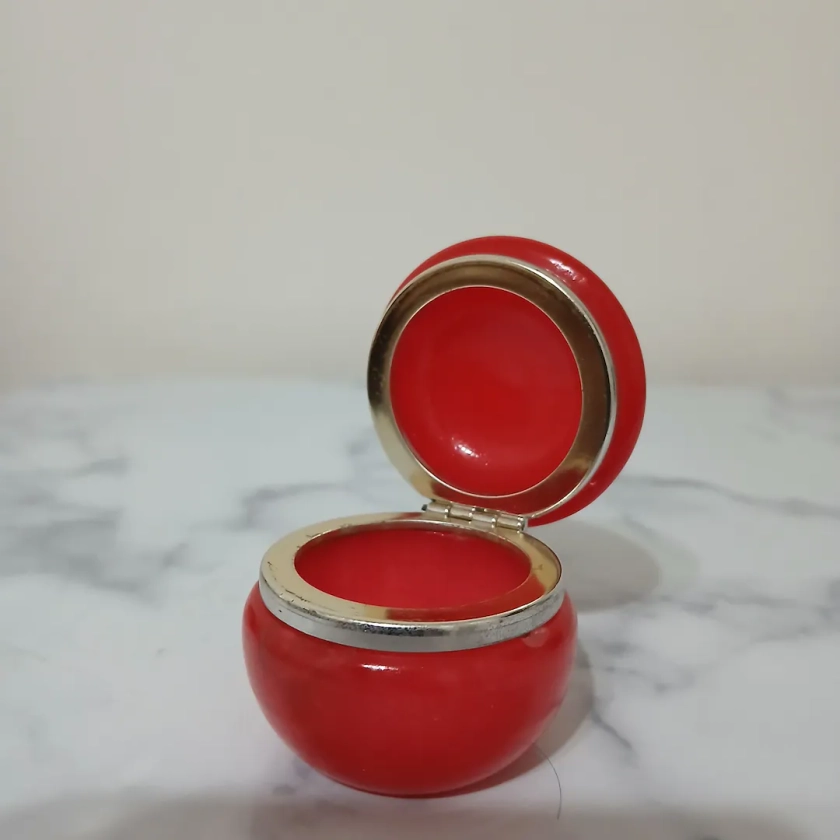 Red Round Jewellry Box, Vintage Genuine Alabaster Hand Carved Trinket Box Made in Italy - Etsy Australia