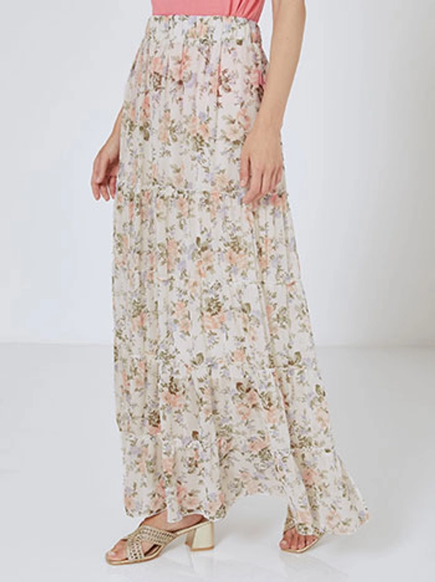 Floral maxi φούστα σε εκρού, 16,99€ | Celestino