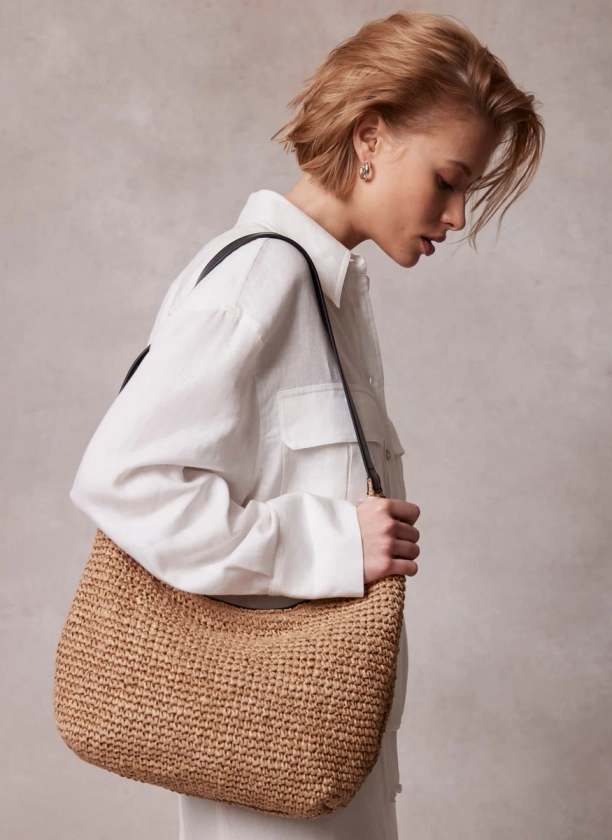 Neutral Woven Shoulder Bag