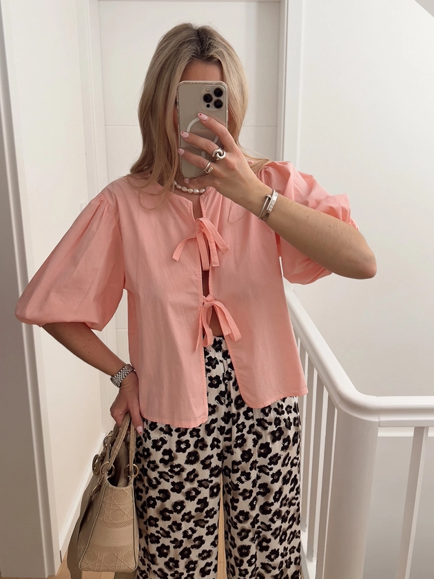 blouse LIV Three-quarter length sleeves with bows, pink