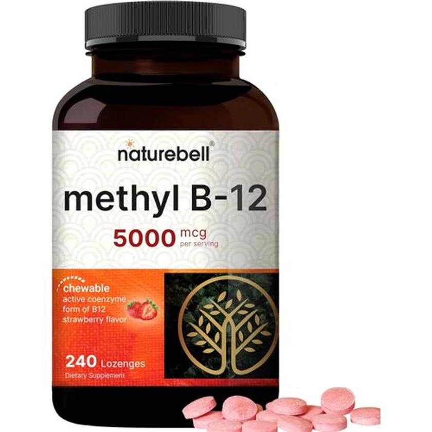 Vitamin B12 Methylcobalamin 5000mcg, 240 Strawberry Lozenges