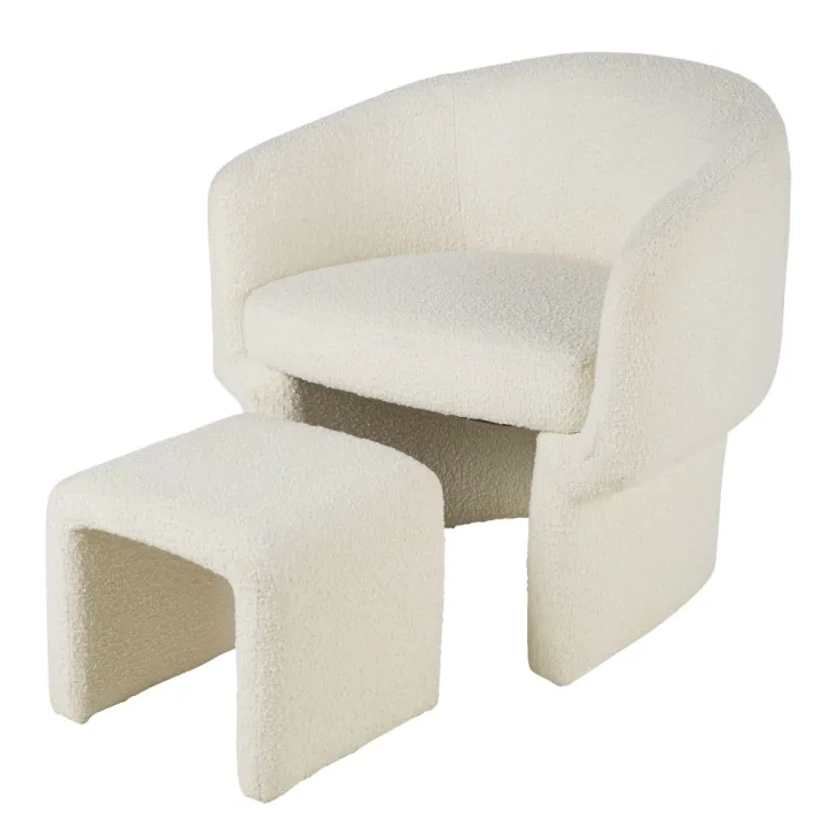 Fauteuil et repose-pieds professionnels bouclettes blanches Dorset Business | Maisons du Monde