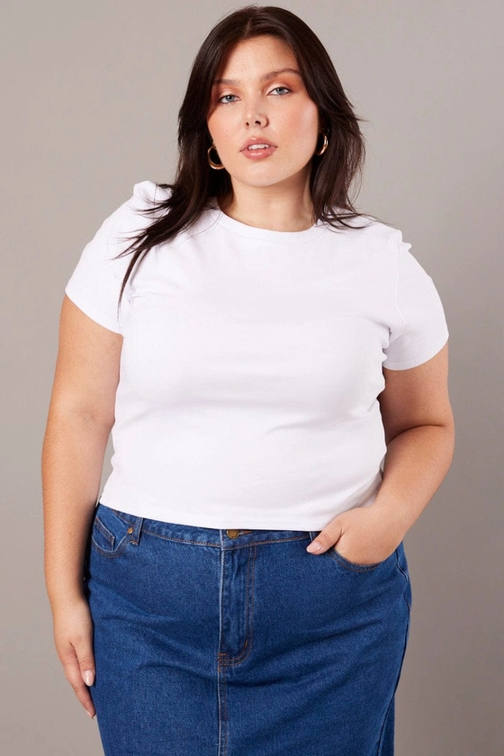 White T-shirt Short Sleeve V-Neck Seamless