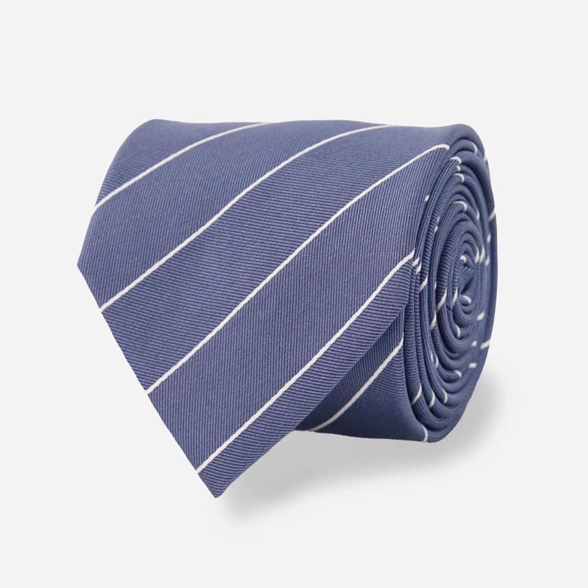 Pencil Pinstripe Slate Blue Tie | Silk Ties | Tie Bar