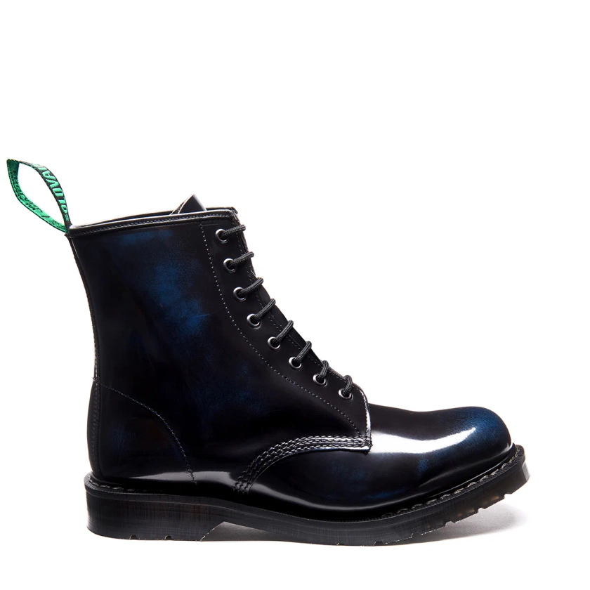 Navy Rub-Off 8 Eye Derby boot | Solovair | Handmade in England