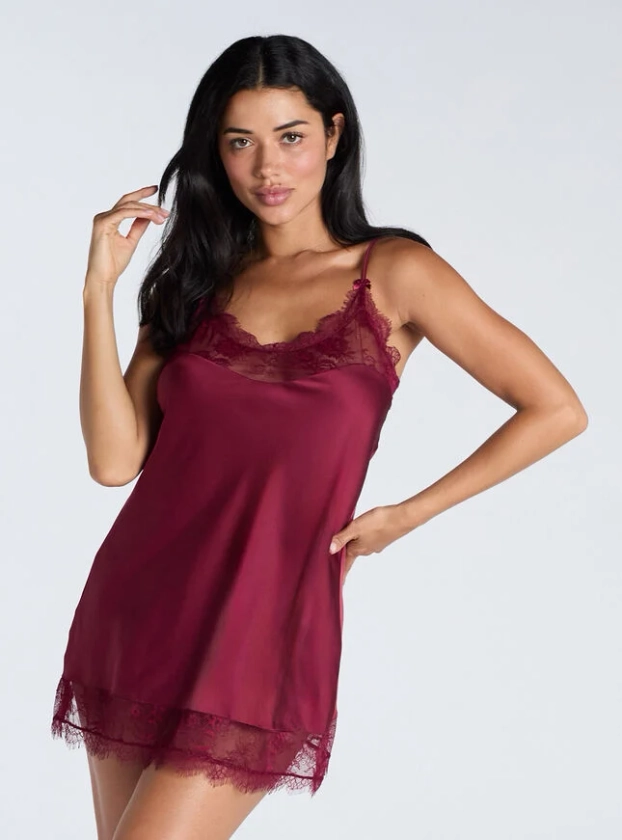 Luxe Satin & Eyelash Lace Chemise | Boux Avenue