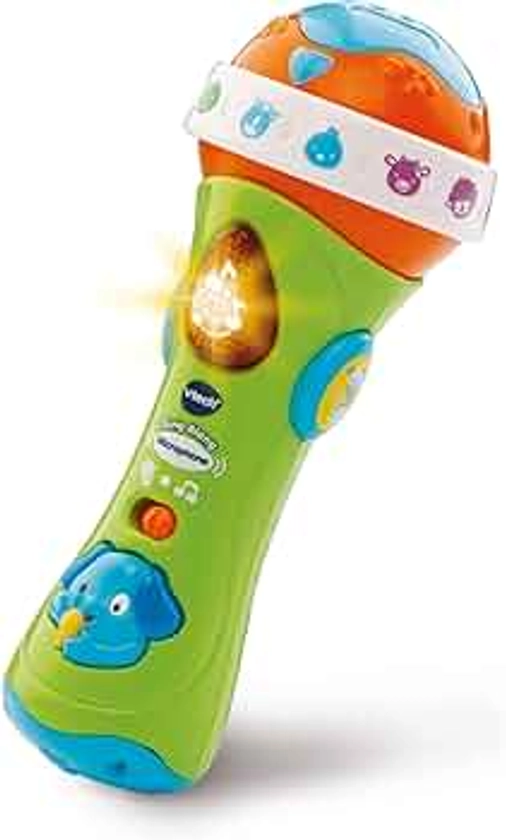 VTech Sing Along Microphone for Kids | Toddler Toy Microphone with Amplified Voice Effect and Animal Sounds | Educational Toys for Boys & Girls 1, 2, 3+ Year Olds, 78763, English Version